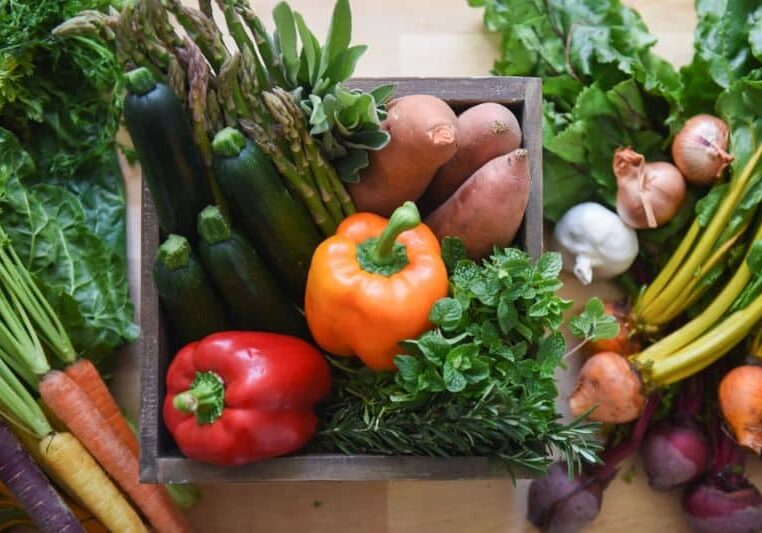 vegetables ready for meal prep on counter